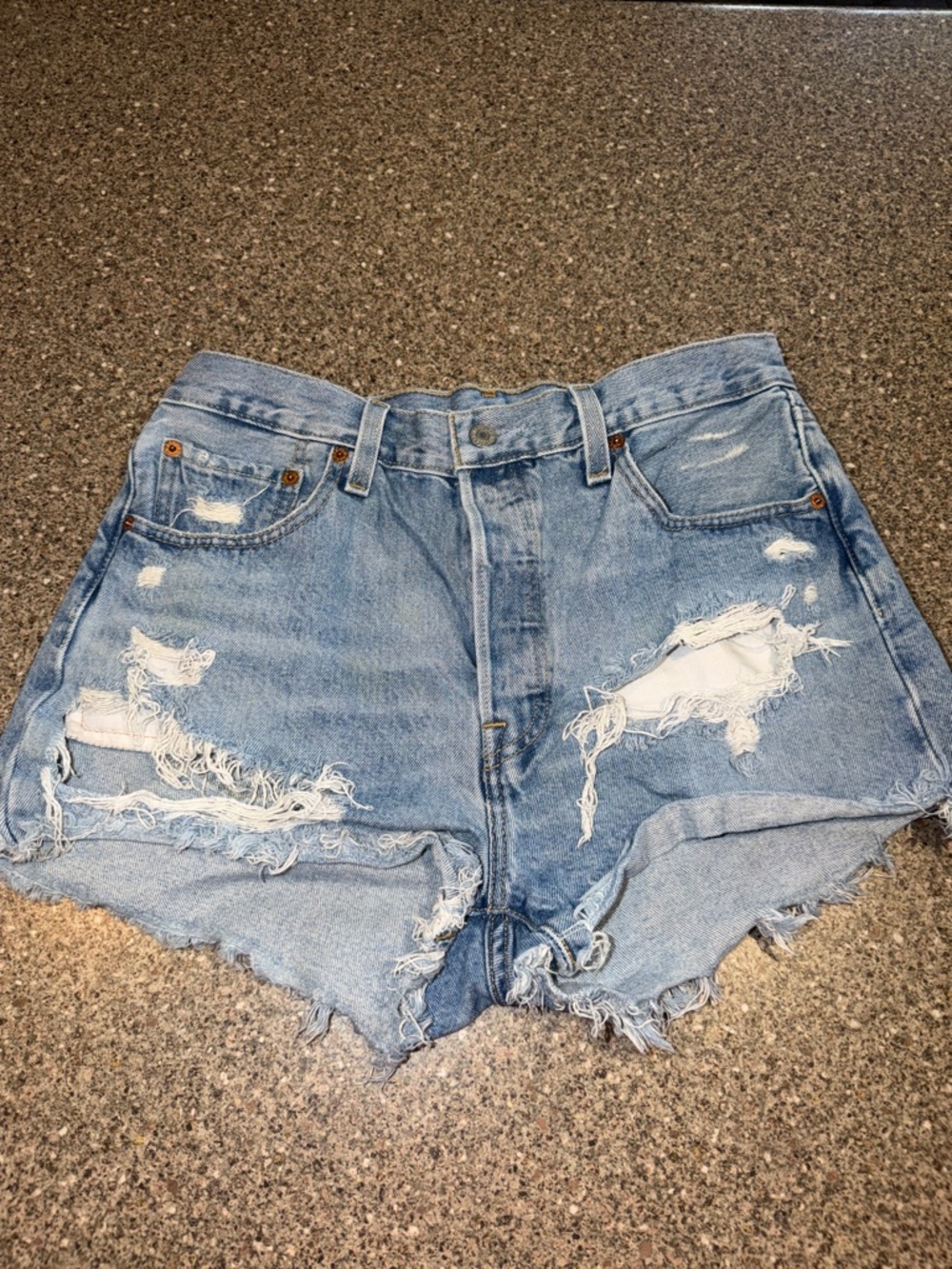 Levi's Light Blue Distressed Cutoff Denim Shorts